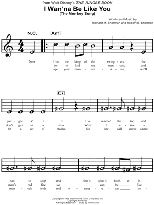 I Wan Na Be Like You From The Jungle Book Sheet Music For Beginners In A Minor Download Print Sku Mn