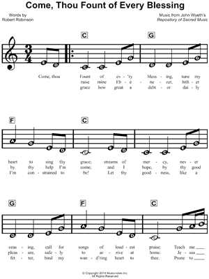 Come Thou Fount Chord Chart