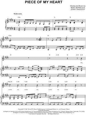 Janis Joplin Piece of My Heart Sheet Music in E Major (transposable) -  Download & Print - SKU: MN0148762