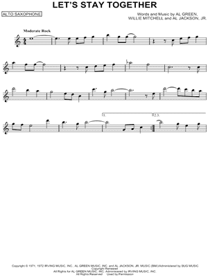 Al Green Let S Stay Together Sheet Music Alto Saxophone Solo In C Major Download Print Sku Mn0136687