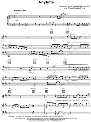 Brian McKnight "Anytime" Sheet Music in B Minor (transposable) - ...