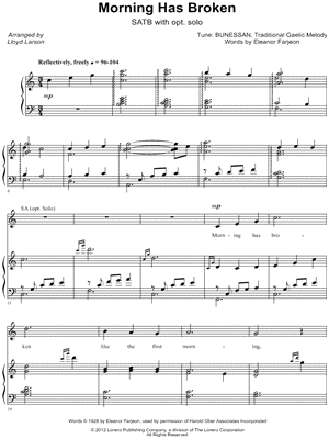Cat Stevens Morning Has Broken Arr Lloyd Larson Satb Choir Piano Choral Sheet Music In C Major Download Print Sku Mn