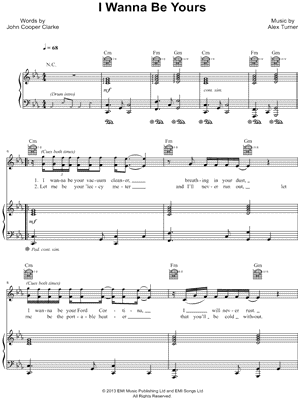 Arctic Monkeys I Wanna Be Yours Sheet Music In C Minor Transposable Download Print Sku Mn