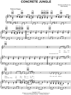 Bob Marley Concrete Jungle Sheet Music In E Minor Download Print Sku Mn Bob Marley Concrete Jungle Sheet Music In E Minor Download Print Sku Mn