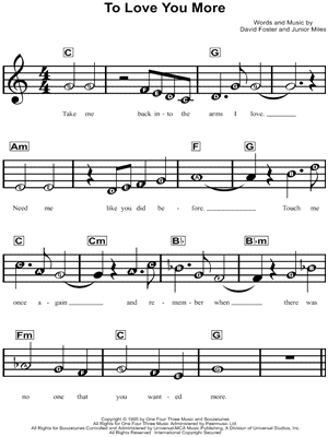 Celine Dion To Love You More Sheet Music For Beginners In C Major Download Print Sku Mn