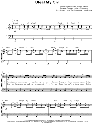 Steal My Girl Sheet Music, One Direction