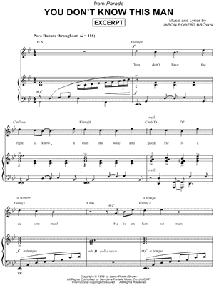 You Don T Know This Man Excerpt From Parade Sheet Music In Bb Major Transposable Download Print Sku Mn0140872