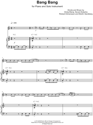 Jessie J - Bang Bang - Piano Accompaniment - Sheet Music (Digital Download)