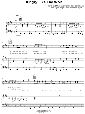 Duran Duran Hungry Like The Wolf Sheet Music In A Major Transposable Download Print Sku Mn0144756
