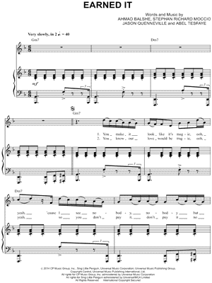 The Theorist Earned It (Fifty Shades of Grey) Sheet Music (Piano Solo) in  D Minor - Download & Print - SKU: MN0167548