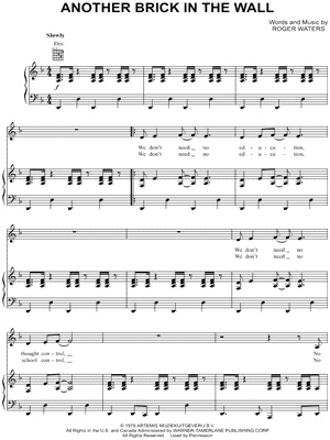 Another Brick In The Wall Part 2 Sheet Music 9 Arrangements Available Instantly Musicnotes