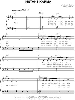 Instant Karma Sheet Music 3 Arrangements Available Instantly