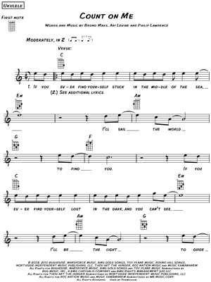 Bruno Mars Count On Me Sheet Music Leadsheet In C Major Download Print Sku Mn