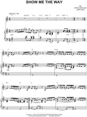 Dave Koz - Show Me the Way - Piano Accompaniment - Sheet Music (Digital Download)
