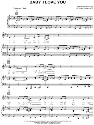 Aretha Franklin Baby I Love You Sheet Music In G Major Transposable Download Print Sku Mn