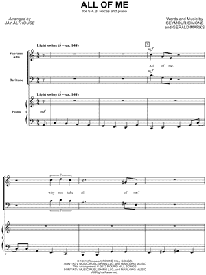 All Of Me Sheet Music Arrangements Available Instantly Musicnotes