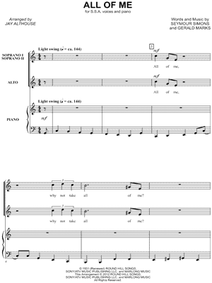 All Of Me Sheet Music Arrangements Available Instantly Musicnotes