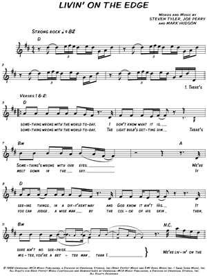 Aerosmith - Livin' on the Edge - Sheet Music (Digital Download)