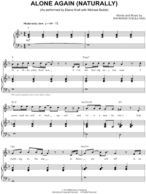 Gilbert O'Sullivan 'Alone Again (Naturally)' Sheet Music, Chords & Lyrics