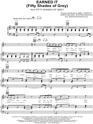 The Weeknd Earned It (Fifty Shades of Grey) Sheet Music (Easy Piano) in D  Minor - Download & Print - SKU: MN0151072