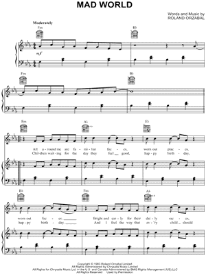 Mad World by Adam Lambert (this does not belong to me) #music #madworld  #sheetmusic