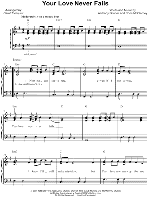 Your Love Never Fails sheet music for piano solo (PDF)