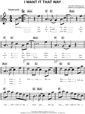 I want it that way – Backstreet Boys Sheet music for Piano, Violin