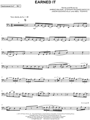 Earned It (from 'Fifty Shades Of Grey') sheet music for voice, piano or  guitar v2