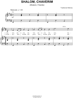 Shalom Chaverim Round Sheet Music, FREE!