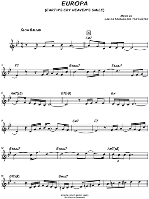 Santana Europa Chord Chart