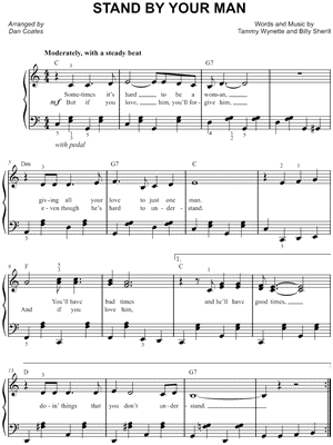 Tammy Wynette Stand By Your Man Sheet Music Easy Piano In C Major Download Print Sku Mn0155698
