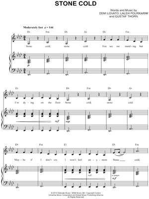 Permanece a pesar de montículo Demi Lovato "Stone Cold" Sheet Music in F Minor (transposable) - Download &  Print - SKU: MN0156597