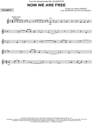 Now We Are Free From Gladiator Sheet Music Trumpet Solo In F Major Download Print Sku Mn