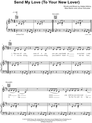 Adele Send My Love To Your New Lover Sheet Music In D Major Transposable Download Print Sku Mn0157771