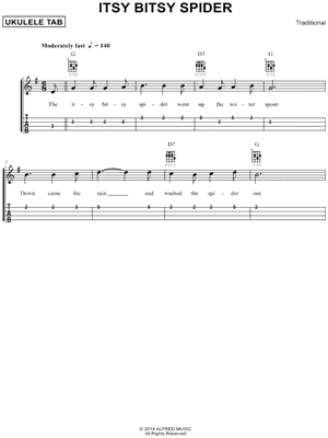 Itsy Bitsy Spider: Chords, Sheet Music, and Tab for Banjo with Lyrics