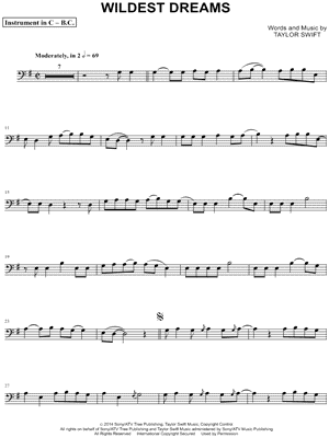 Taylor Swift Glitch - Bass Clef Instrument Sheet Music (Cello