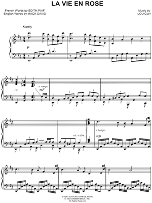 Richard Clayderman La Vie En Rose Sheet Music Piano Solo In D Major Download Print Sku Mn
