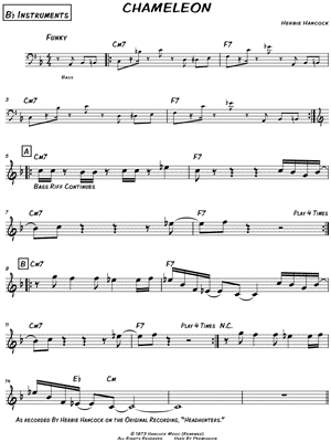 Herbie Hancock "Chameleon" Sheet Music (Leadsheet) (Trumpet, Clar...
