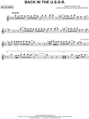 The Beatles Back In The U S S R Sheet Music Alto Saxophone Solo In F Major Download Print Sku Mn0161077