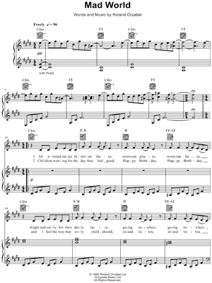 Mad World by Adam Lambert (this does not belong to me) #music #madworld  #sheetmusic