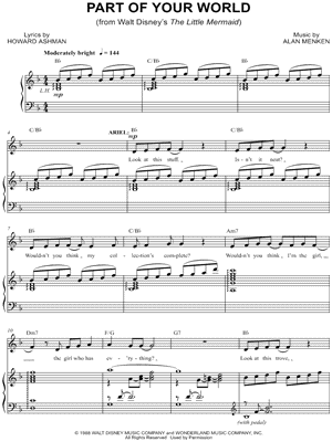 Part Of Your World From The Little Mermaid Sheet Music In F Major Transposable Download Print Sku Mn