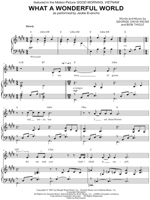 Jackie Evancho - What a Wonderful World - featured in the Motion Picture Good Morning, Vietnam - Sheet Music (Digital Download)