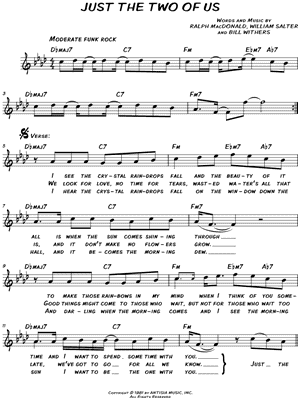 Bill Withers Just The Two Of Us Sheet Music Leadsheet In F Minor Transposable Download Print Sku Mn0163955