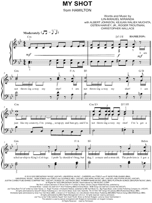 Download Digital Sheet Music Of Lin Manuel Miranda For Piano Voice