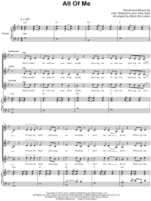 All of Me - 5 Prints Sheet Music by John Legend - SAT Choir + Piano