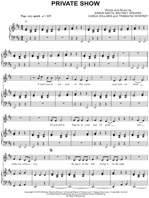 Britney Spears - Private Show - Sheet Music (Digital Download)