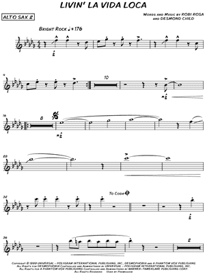Musicnotes Ricky martin - livin' la vida loca - alto saxophone 2 - sheet music (digital download)