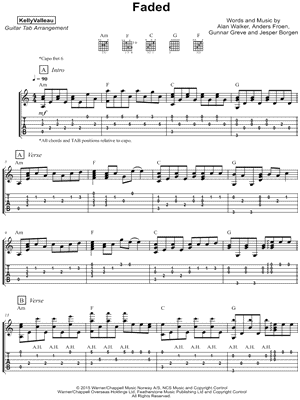 Kelly Valleau - Faded - Sheet Music (Digital Download)