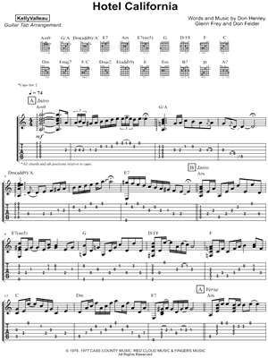 Kelly Valleau - Hotel California - Sheet Music (Digital Download)