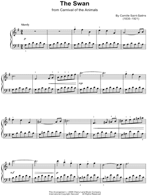 Free sheet music : Saint-Saens, Camille - The Swan (from Carnival of the  Animals) (Piano solo)